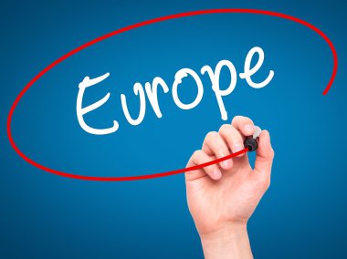 Adam el Europe ile siyah kalemi görsel ekranda yazma.
