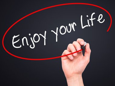 Adam el Enjoy senin hayat ile siyah kalemi görsel scr yazma