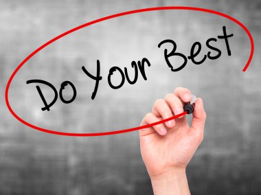 Adam el yapmak Your en iyi siyah kalemi ile görsel ekranda yazma