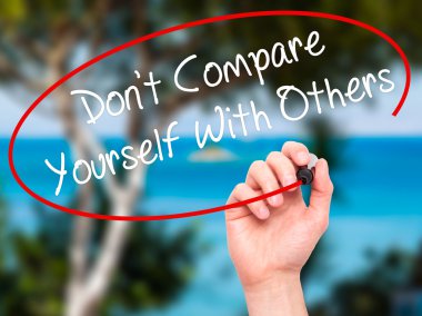 Adam el yok karşılaştırın kendini ile diğerleri siyah m ile yazma