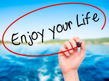 Adam el Enjoy senin hayat ile siyah kalemi görsel scr yazma