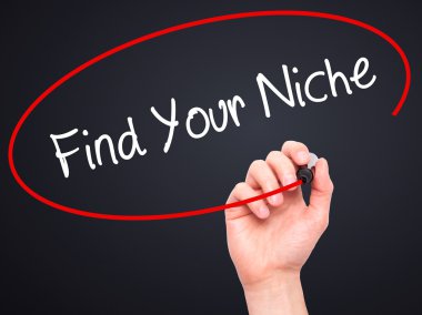 Adam el Your Niche bulmak ile siyah kalemi görsel scr yazma.