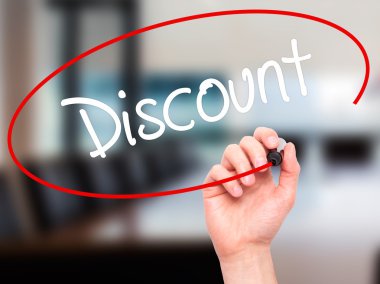 Adam el indirim ile siyah kalemi görsel ekranda yazma.