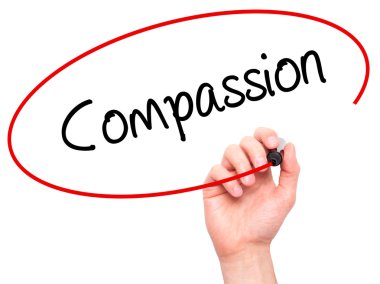 Adam el şefkat ile siyah kalemi görsel ekranda yazma.