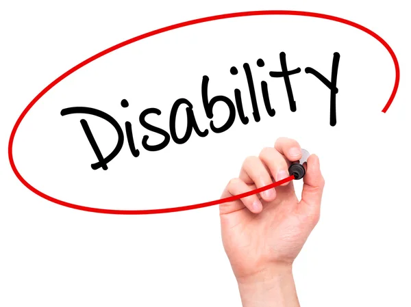 Man Hand writing Disability with black marker on visual screen — Stock Photo, Image