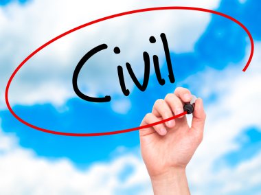 Adam el sivil siyah kalemi ile görsel ekranda yazma.