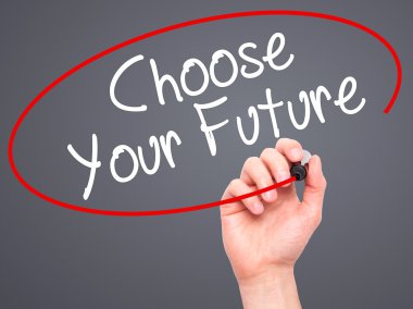 Adam el seç senin geleceğin siyah kalemi ile görsel üzerinde yazılı 