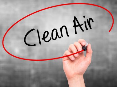 Adam el temiz hava ile siyah kalemi görsel ekranda yazma.