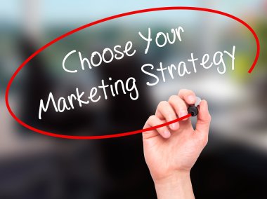 Adam el seçin Your pazarlama stratejisi ile siyah marke yazma