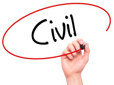 Adam el sivil siyah kalemi ile görsel ekranda yazma.