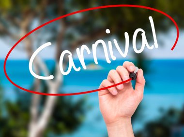 Adam el karnaval ile siyah kalemi görsel ekranda yazma.