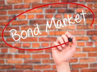 Adam el Bond piyasası ile siyah kalemi görsel ekranda yazma.