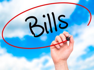 Adam el faturaları ile siyah kalemi görsel ekranda yazma.