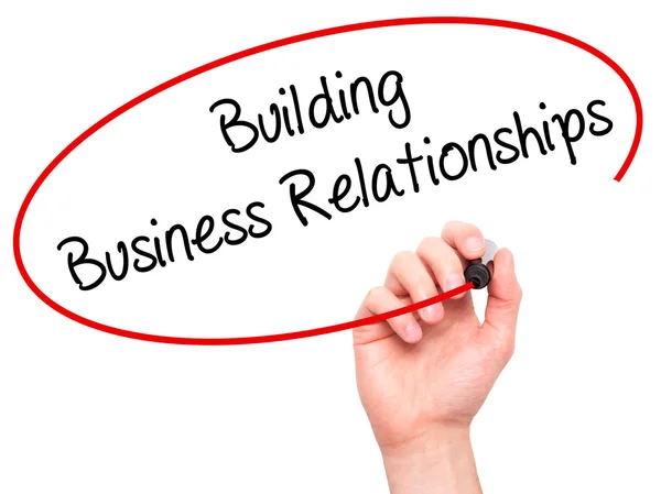 Man Hand writing  Building Business Relationships  with black ma — Stock Photo, Image