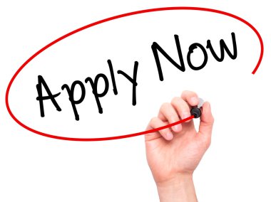 Adam el Şimdi Uygula görsel ekranda siyah kalemi ile yazma