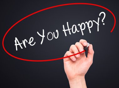 Dostum el yazma mutlu musun? siyah kalemi ile görsel scre üzerinde