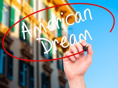 Adam el Amerikan rüyası ile siyah kalemi görsel scre yazma.
