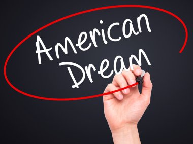 Adam el Amerikan rüyası ile siyah kalemi görsel scre yazma.