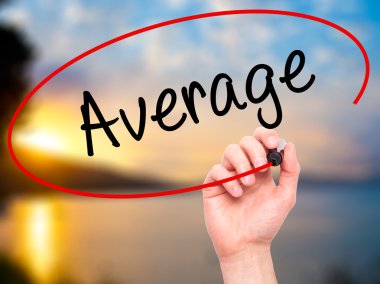 Adam el ortalama ile siyah kalemi görsel ekranda yazma.