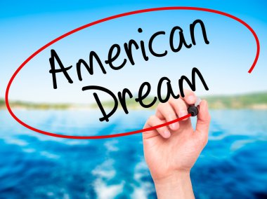Adam el Amerikan rüyası ile siyah kalemi görsel scre yazma.