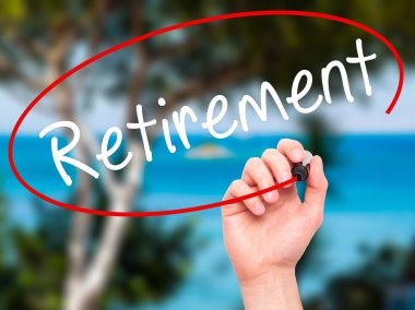 Adam el emeklilik ile siyah kalemi görsel ekranda yazma.