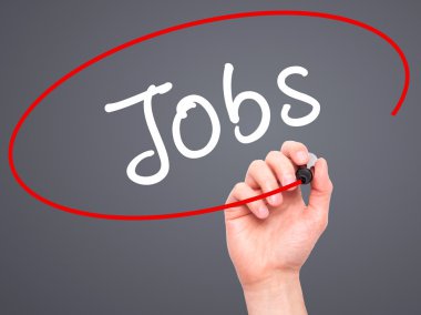 Adam el işleri ile siyah kalemi görsel ekranda yazmak.