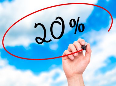 Adam el % 20 ile siyah kalemi görsel ekranda yazma.