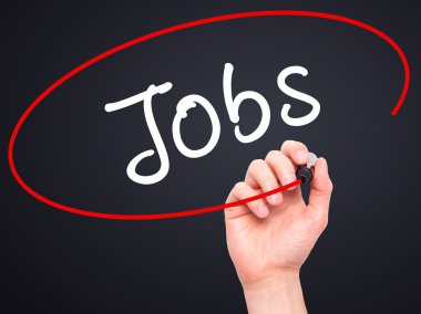 Adam el işleri ile siyah kalemi görsel ekranda yazmak.