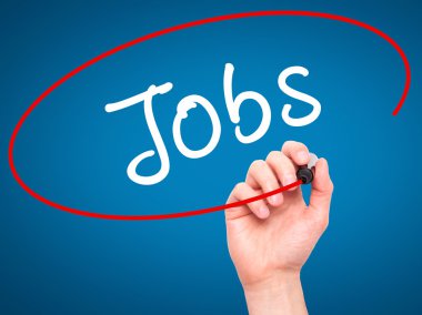 Adam el işleri ile siyah kalemi görsel ekranda yazmak.