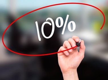Adam el % 10 ile siyah kalemi görsel ekranda yazma.