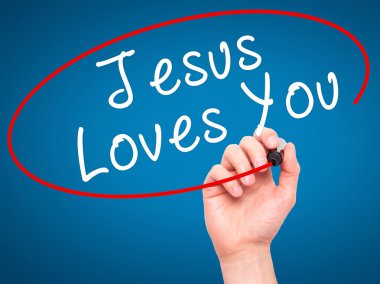 Adam el İsa sizi seviyor görsel scr siyah kalemi ile yazma