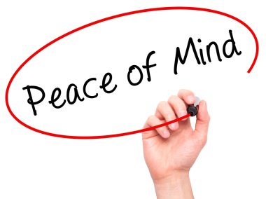 Adam el zihin barış siyah marker görsel ekranda yazma