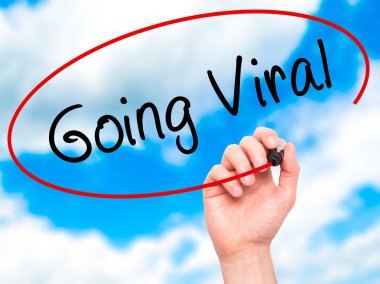 Adam el gidiş Viral ile siyah kalemi görsel ekranda yazma