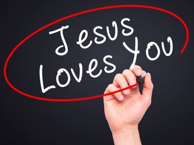 Adam el İsa sizi seviyor görsel scr siyah kalemi ile yazma