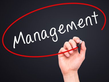 Adam el yönetimi ile siyah kalemi görsel ekranda yazma.