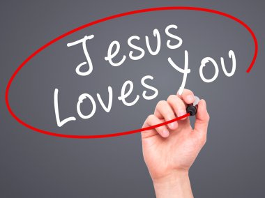 Adam el İsa sizi seviyor görsel scr siyah kalemi ile yazma