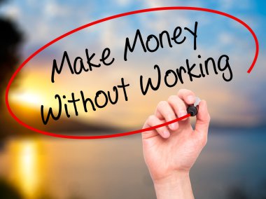 Adam el çalışma olmadan para yapmak siyah kalemi ile yazma