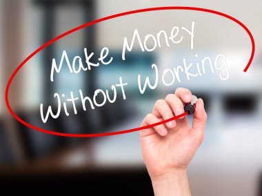 Adam el çalışma olmadan para yapmak siyah kalemi ile yazma