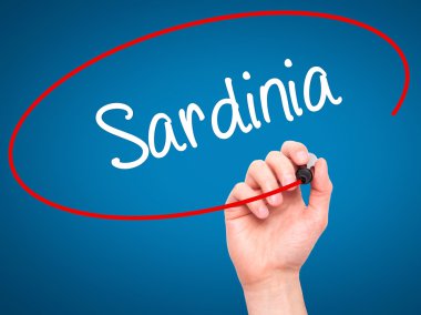 Adam el Sardunya ile siyah kalemi görsel ekranda yazma.