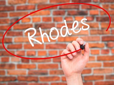 Adam el Rhodes ile siyah kalemi görsel ekranda yazma.