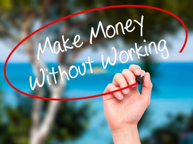 Adam el çalışma olmadan para yapmak siyah kalemi ile yazma