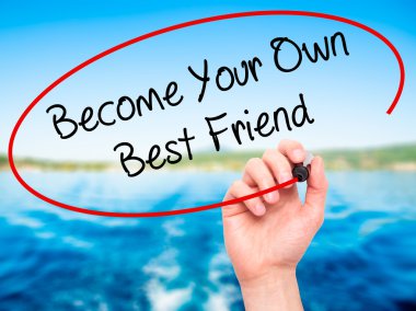 Adam el Your kendi en iyi arkadaşı haline siyah kalemi ile yazma 