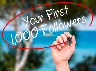 Adam el Your ilk 1.000 takipçileri siyah kalemi o ile yazma