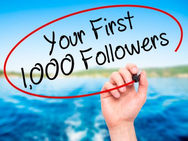 Adam el Your ilk 1.000 takipçileri siyah kalemi o ile yazma