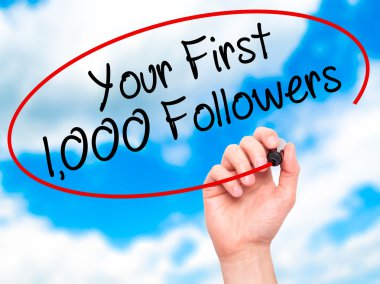 Adam el Your ilk 1.000 takipçileri siyah kalemi o ile yazma