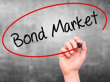 Adam el Bond piyasası ile siyah kalemi görsel ekranda yazma.