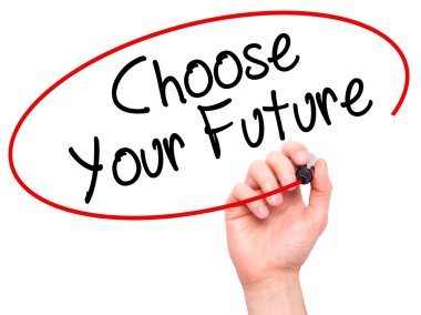 Adam el seç senin geleceğin siyah kalemi ile görsel üzerinde yazılı 