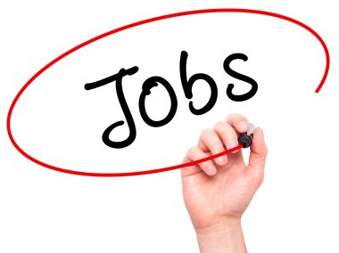 Adam el işleri ile siyah kalemi görsel ekranda yazmak.