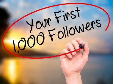 Adam el Your ilk 1.000 takipçileri siyah kalemi o ile yazma