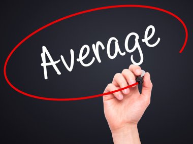 Adam el ortalama ile siyah kalemi görsel ekranda yazma.